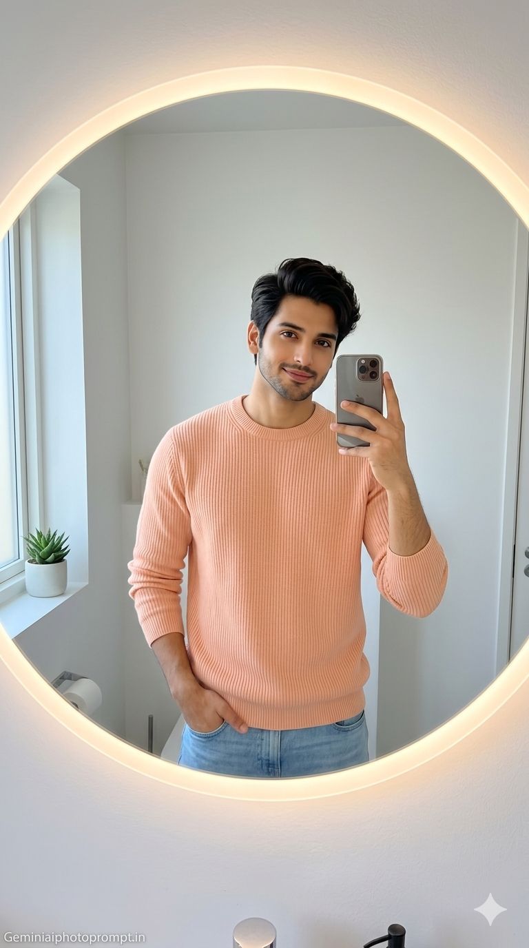 Mirror selfie boy hide face prompt