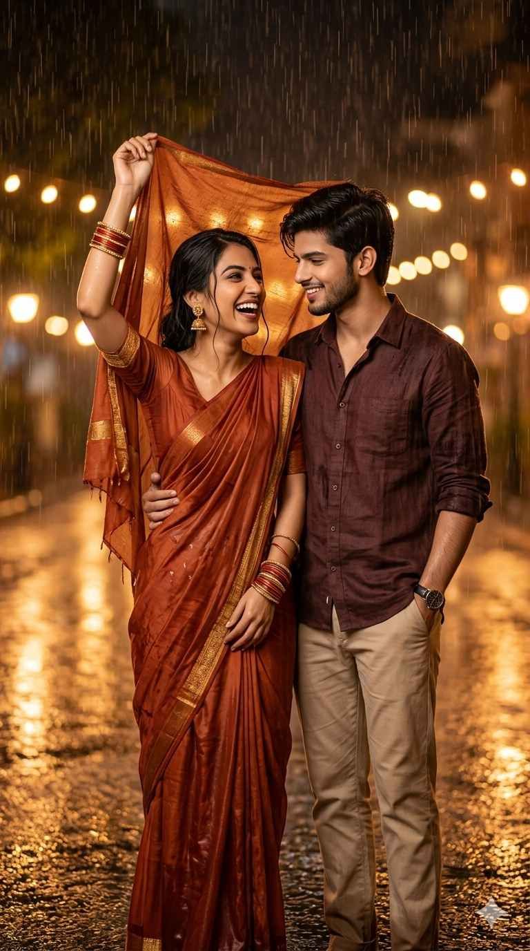 Romantic couple in rain gemini ai prompt reddit