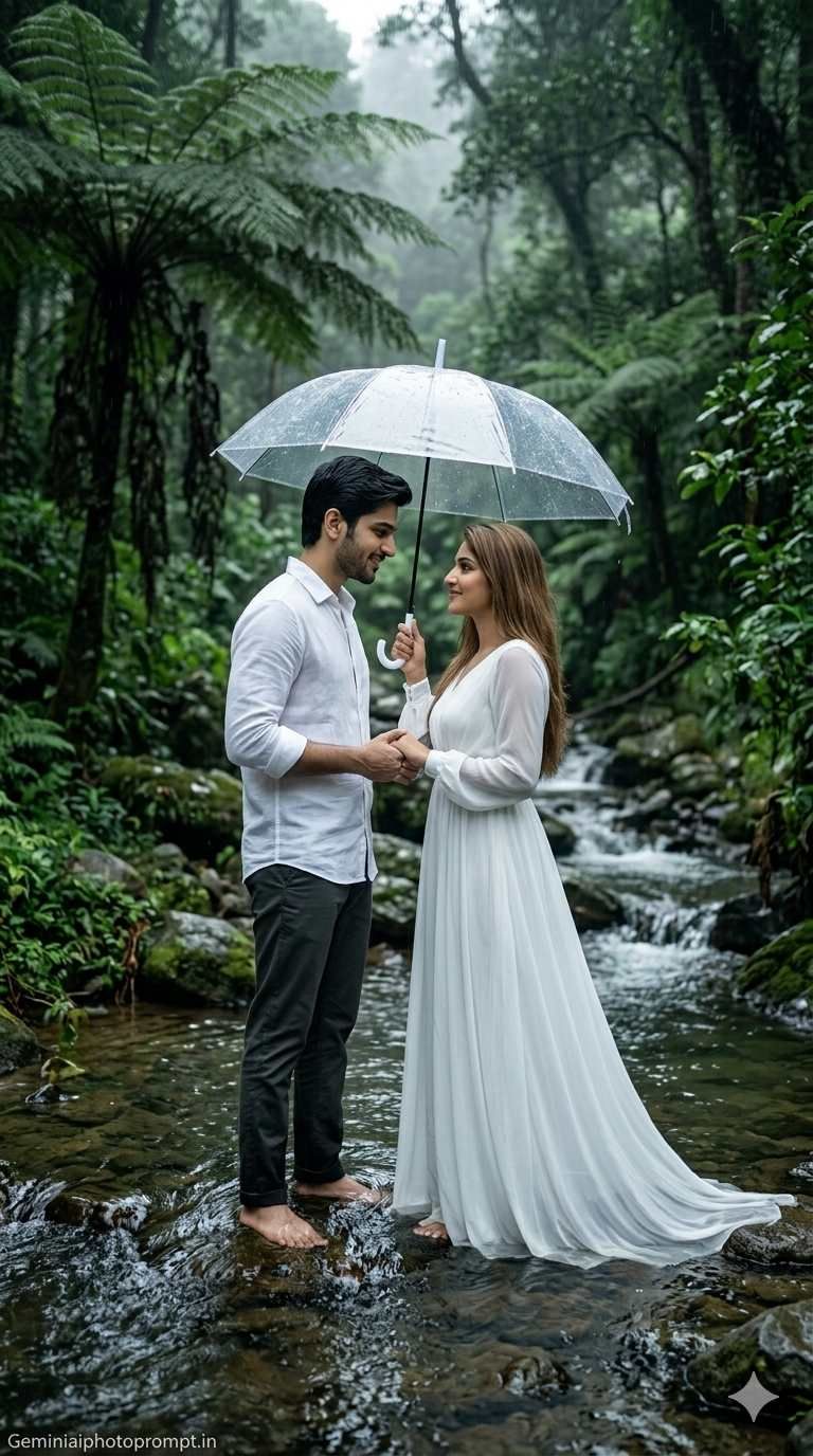 Couple rain prompt for Gemini AI