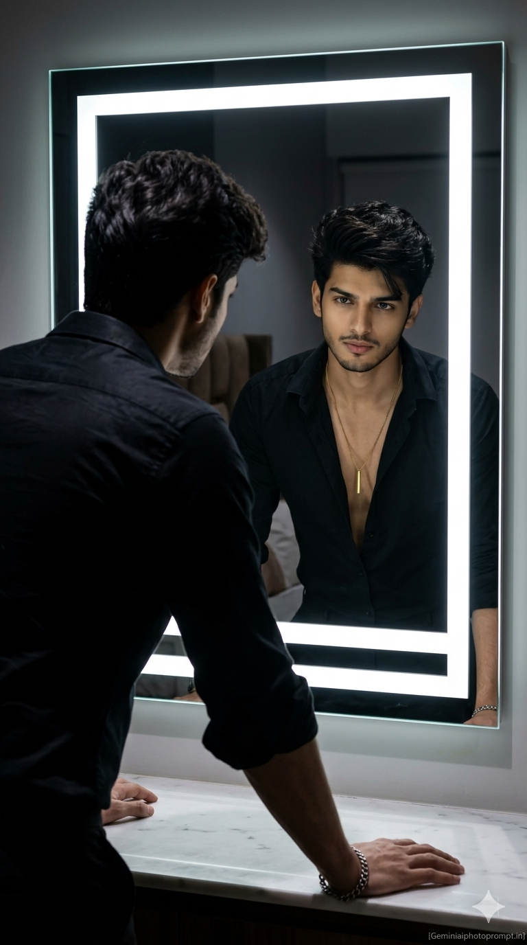 Aesthetic mirror selfie boy prompt