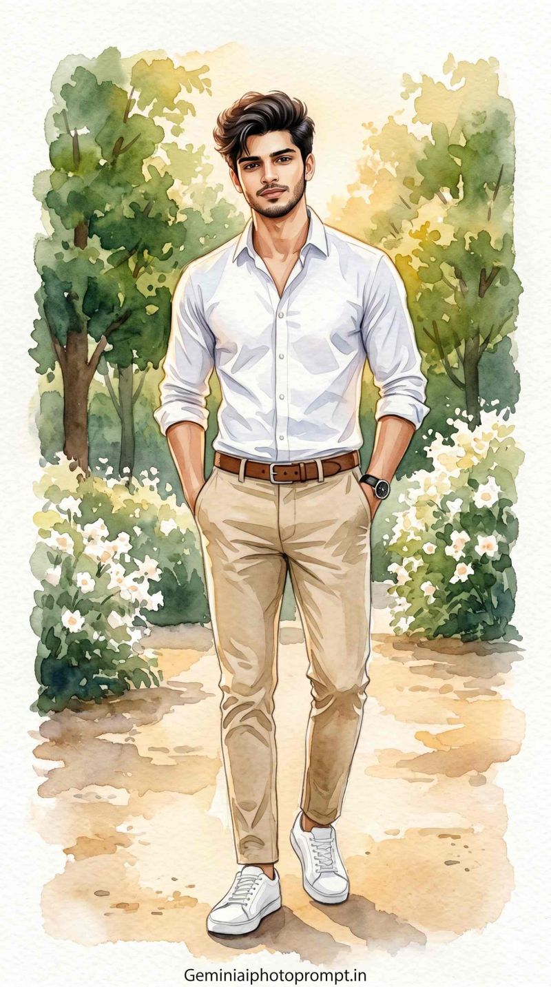 Men oil pastel casual gemini ai prompt free download