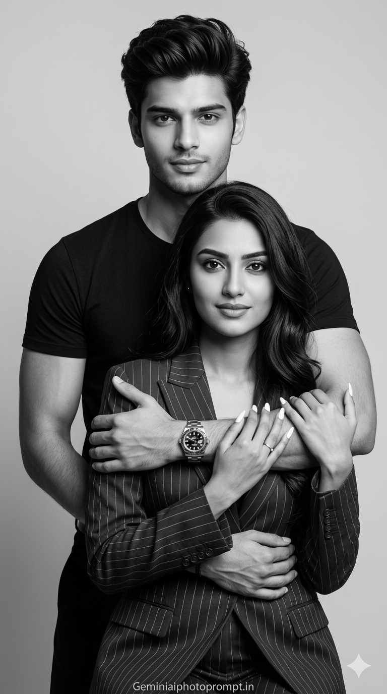Gemini black and white couple photo prompt instagram