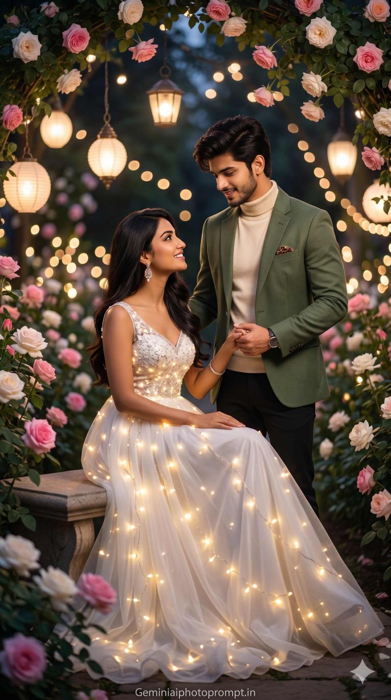 Couple cozy fairy lights aesthetic photo editing gemini prompt free