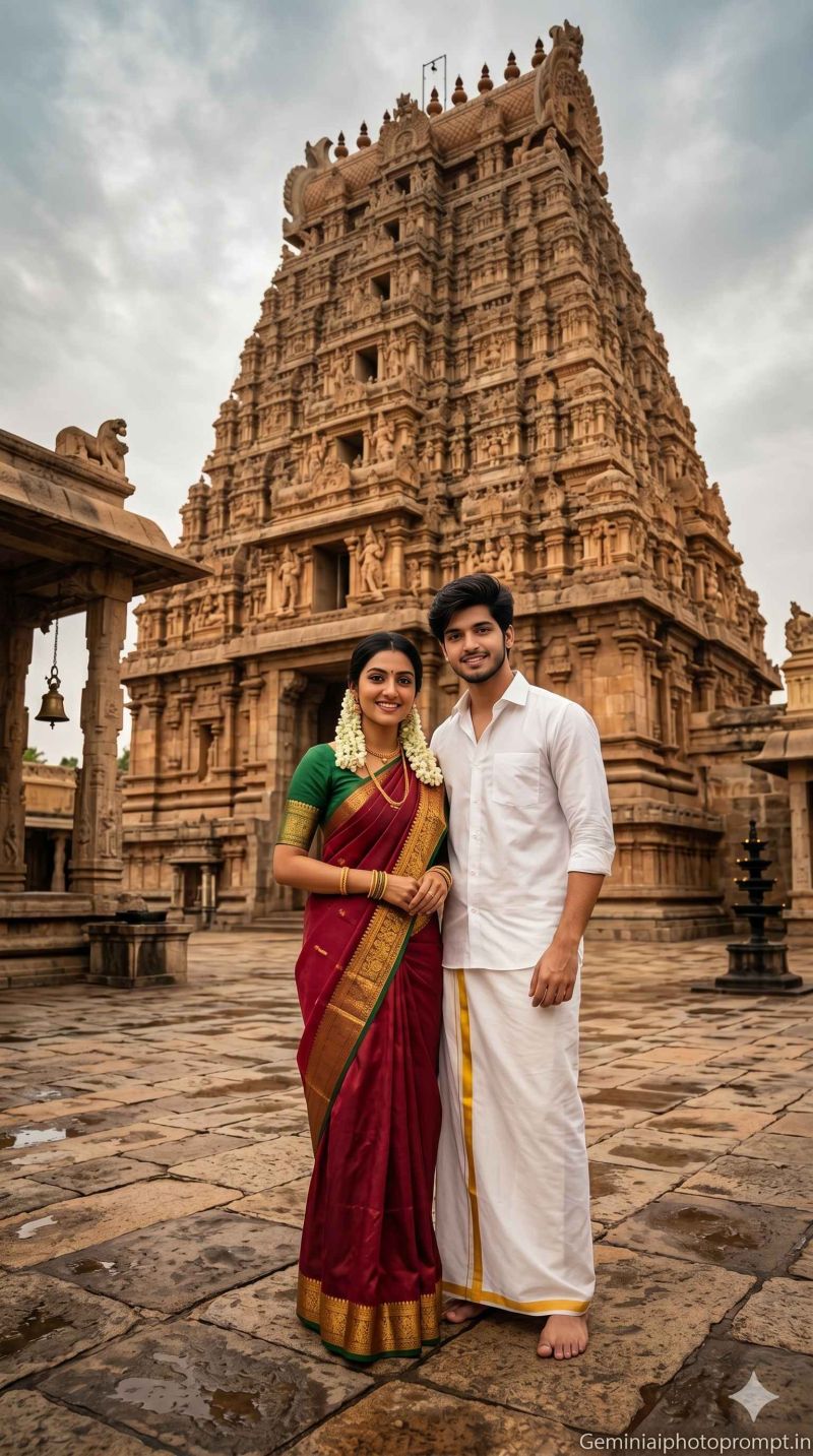 Temple couple south indian gemini ai prompt instagram