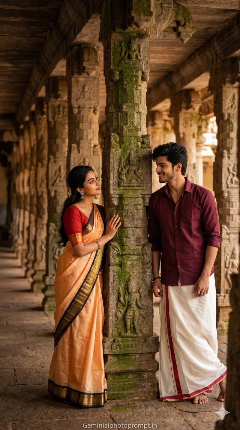 Temple couple south indian gemini ai prompt copy and paste