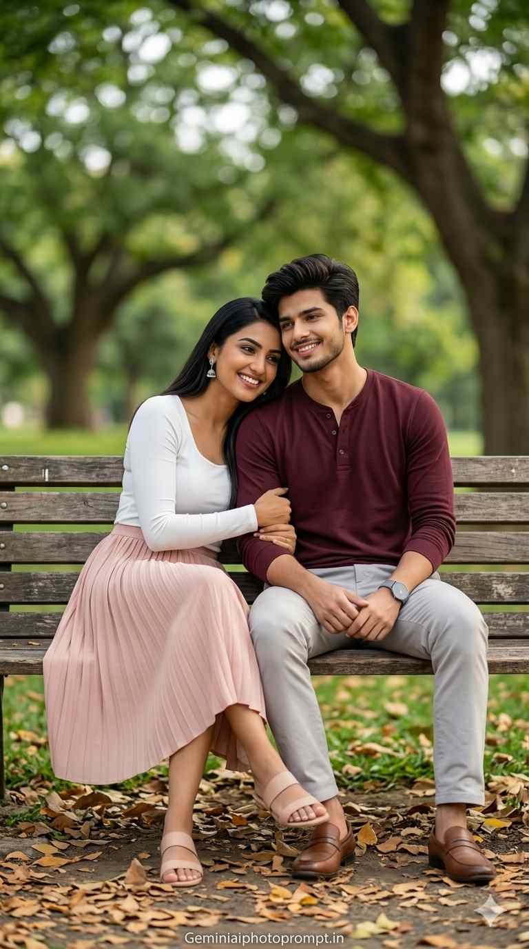 Indian couple park photo gemini prompt free